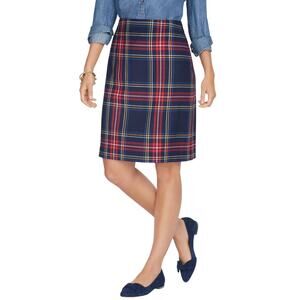 Talbots size 12 tartan A line holiday Christmas blue plaid wool blend lined‎